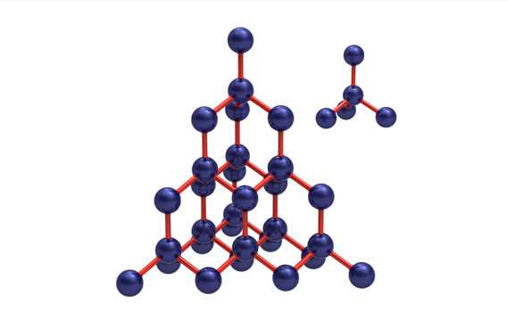 晶格金刚石原子模型渲染碳分子