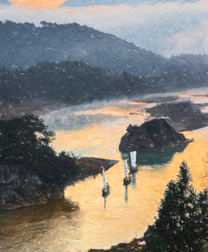 獅子巖 油畫