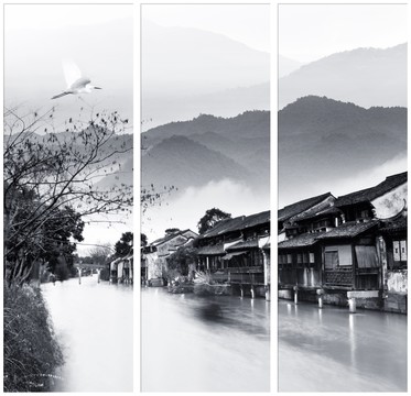意鏡水墨三聯(lián)畫