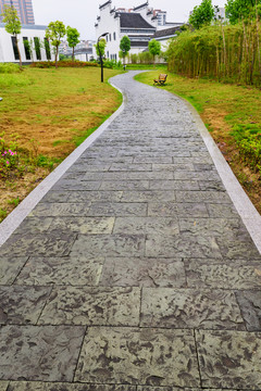 園林道路 徽派建筑