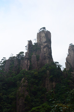 霧中的三清山 水墨山水畫