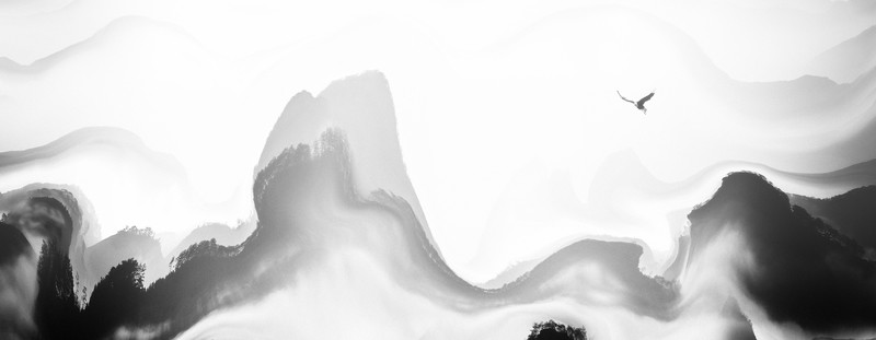 水墨山水裝飾畫 未分層