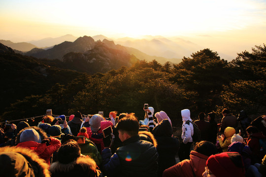 黃山看落日