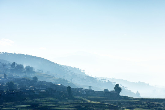 農(nóng)村 早晨 霧氣