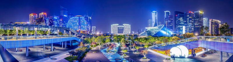 杭州錢江新城CBD夜景大畫幅
