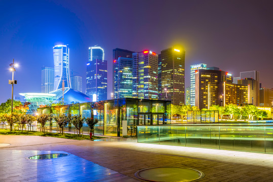 杭州錢江新城金融區(qū)夜景