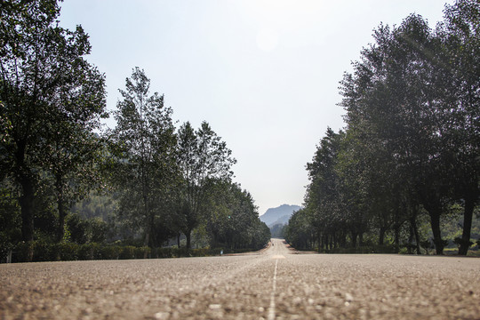 低角度拍攝鄉(xiāng)村路