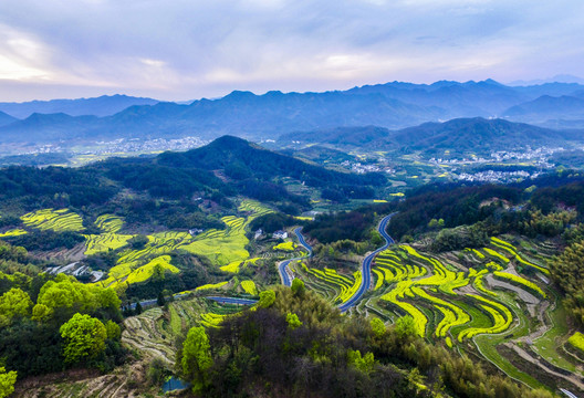 航拍徽州梯田風光