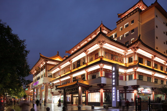 西安城隍夜景 西安商業(yè)街夜景
