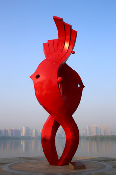 合肥天鵝湖魚水情雕塑