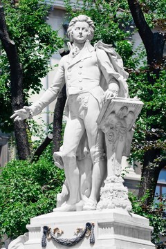 莫扎特紀念碑在維也納burggarten，奧地利