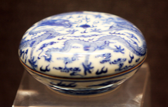 青花瓷盒 古代瓷器 清花瓷