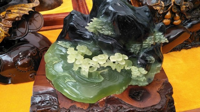 茶具擺件 梅花玉雕擺件