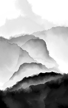 水墨山 意境水墨裝飾畫