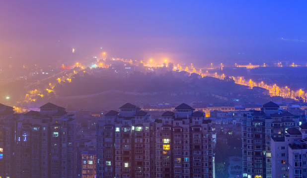 城市夜景 城市霧靄