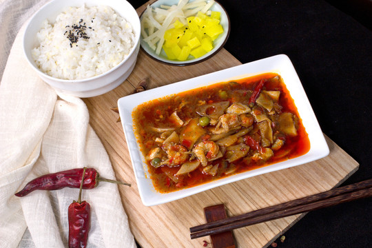 筍片飯 竹筍 菌菇 飯 筍 肉