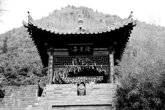 老照片唐觀音禪寺浸月亭 亭子