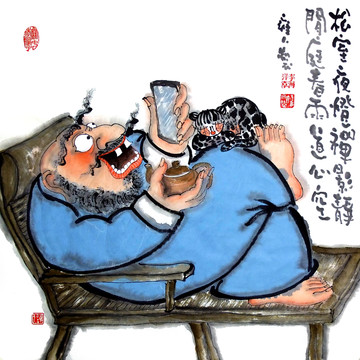 關(guān)中李瘋李海洋國畫禪意人物作品