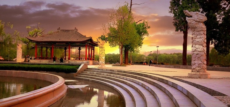 公園一角 龍柱