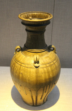 青釉四系盤口壺
