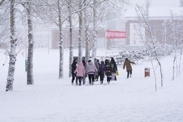 校園下雪