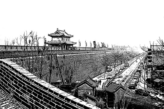 西安城墻雪景老照片 西安老照片
