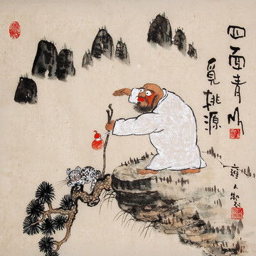 國畫水墨禪意人物畫