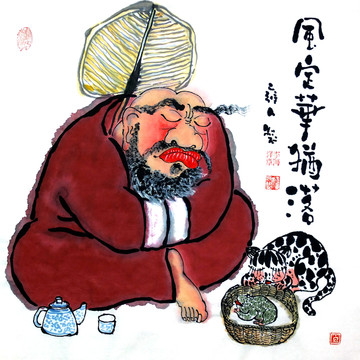 水墨禪意人物畫