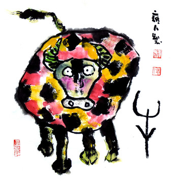 水墨十二生肖畫牛