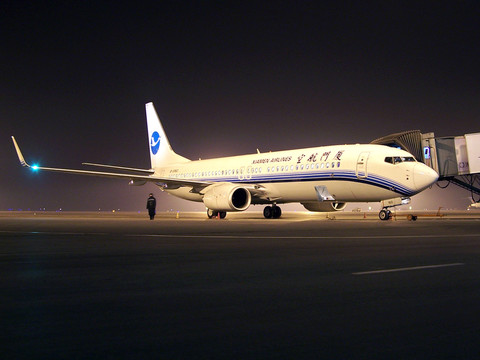 廈門(mén)航空 飛機(jī) 夜景