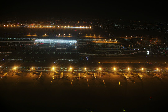 上海浦東機場 夜景 全景 俯瞰