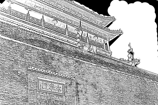 版畫效果西安老照片 西安老照片