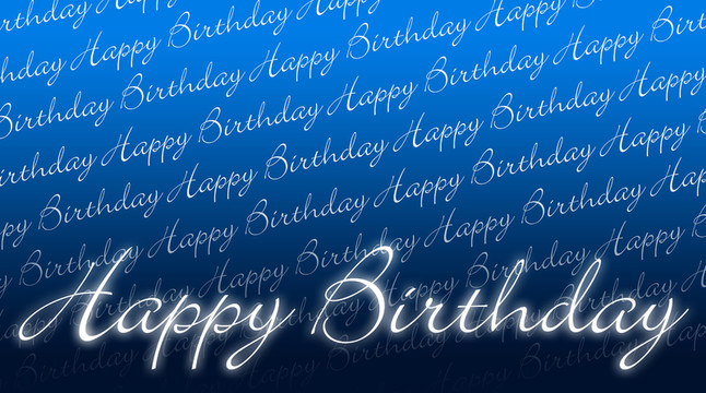 生日賀卡 - 生日快樂藍(lán)白色