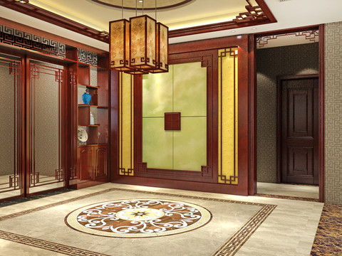 中式餐廳餐桌椅書(shū)房場(chǎng)景不分層