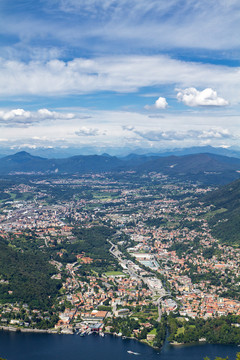 科莫湖，意大利，與鎮(zhèn)cernobbio和全景