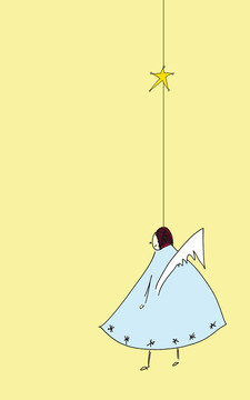 在繩索上的圣誕天使