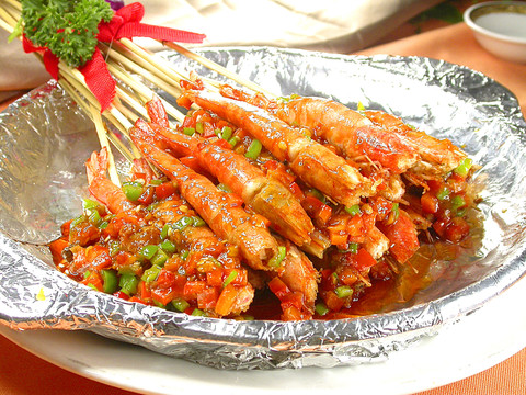 鐵板串燒蝦