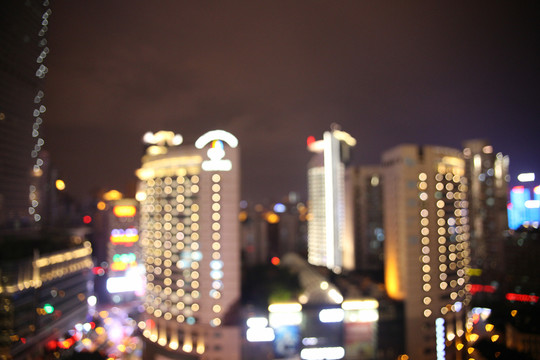 重慶解放碑夜景燈光 虛焦效果
