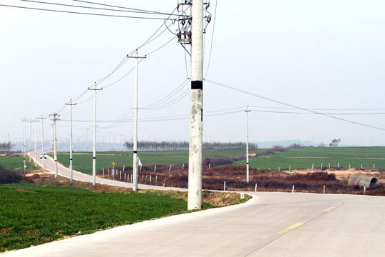 電線桿與路