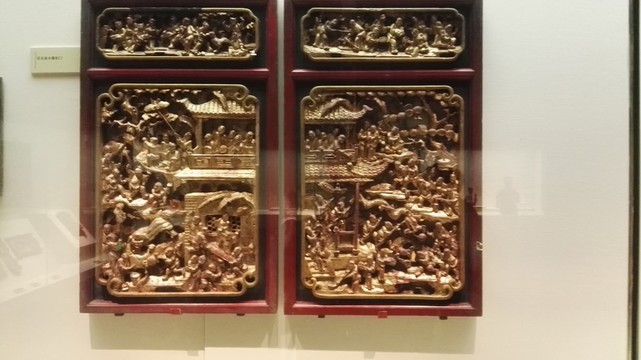 清代木雕構(gòu)件漆金木雕 花板一對(duì)