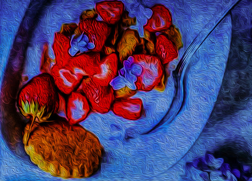 草莓 點心 油畫