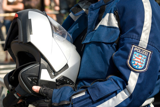 摩托車警察在圖林根州