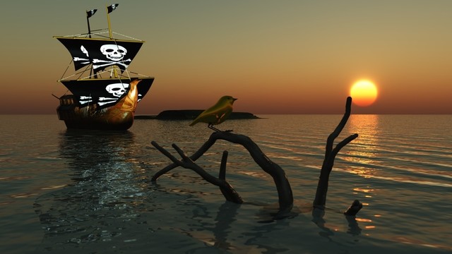 在公海的海盜船