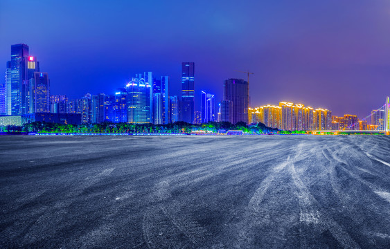 城市建筑景觀夜景和道路