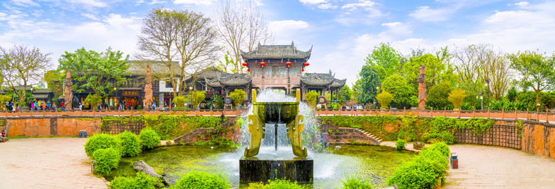 成都黃龍溪古鎮(zhèn)全景大畫幅