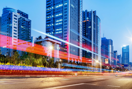 重慶都市車流夜景