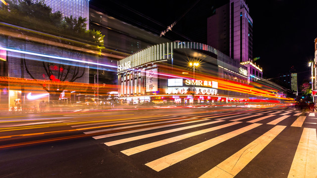夜市車流 廣州 北京路
