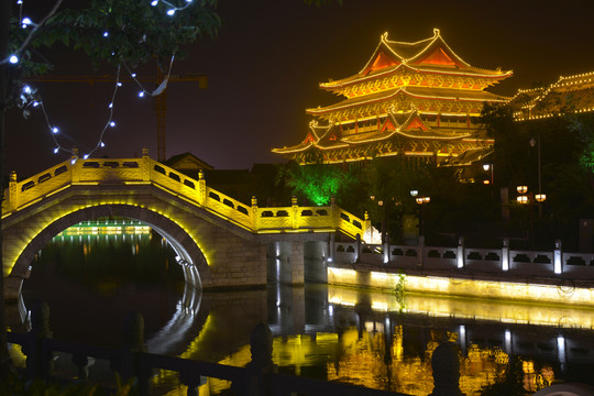 開封七盛角夜景 仿古建筑