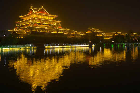 開封七盛角夜景 仿古建筑