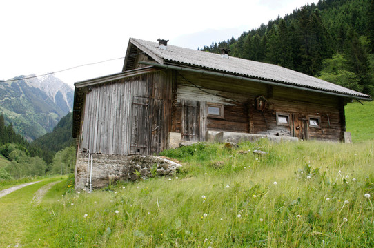 在奧地利齊勒河谷的almhütte